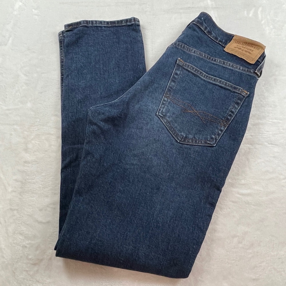 Levi Strauss Signature Mens Athletic Fit Jeans Dark Wash Blue 30x32 94551-0105